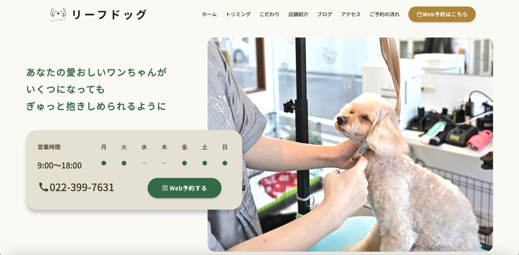 仙台市のトリミングサロンのホームページ制作実績